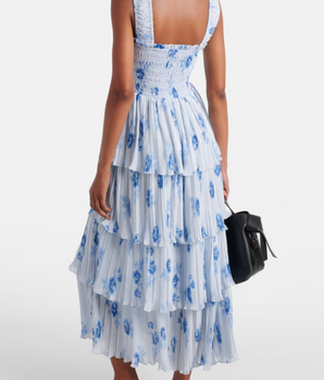 Ganni Pleated Blue Dress