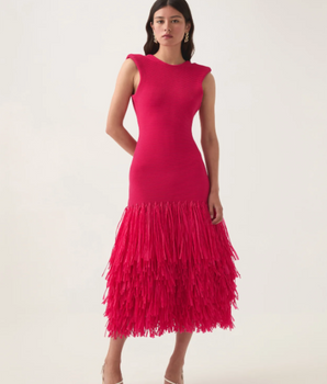 Aje Raffia Midi - Fuschia