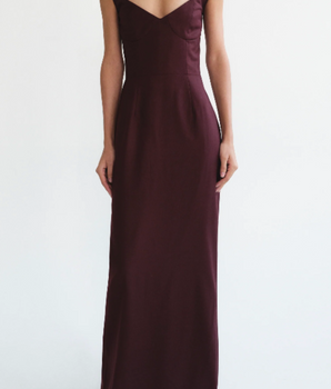 Harisi Bustier Neck Dress in Wine
