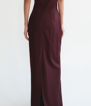 Harisi Bustier Neck Dress in Wine