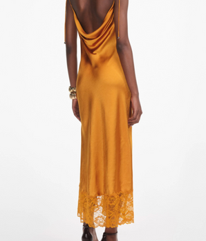 Self Portrait - Burnt Orange Satin Midi