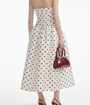 Self Portrait - Cream Polka Dot Midi
