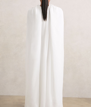Greta Crepe Cape Maxi Dress in White