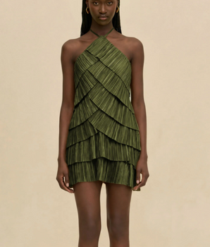 green emerald velvet dress Cult Gaia Muna Dress