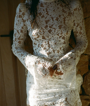 knee length dresses for ladies By Anthropologie De La Vali Bodita Long-Sleeve Lace Mini Dress-Size:8 –  Keevado Store main image 1