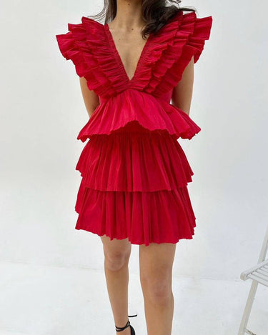 aje red mini dress Rushes Raffia Knit Mini Dress