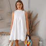 White Linen Panel Dress - Drobey