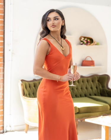 Tangerine Slip Dress - Drobey